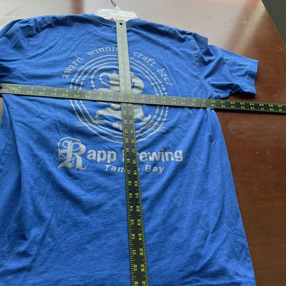 Rapp Brewing Mens T Shirt Sz L Craft Beer Tampa Bay Florida Blue Award Logo Fun - Picture 6 of 9